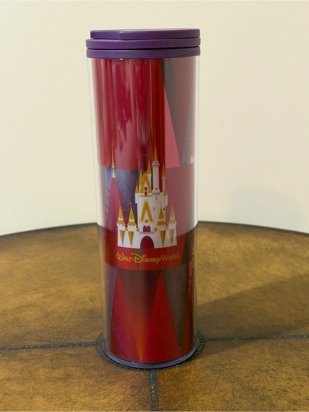 NEW WALT DISNEY WORLD STARBUCKS CINDERELLA CASTLE RED TRAVEL TUMBLER 16oz